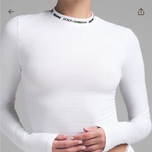 Dolce & Gabbana White Long Sleeve Crew Neck Bodysuit